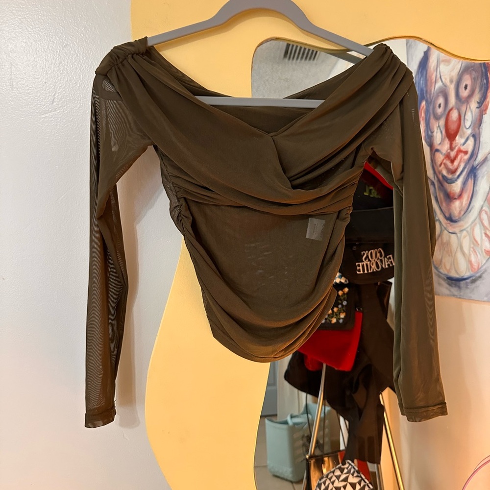 Elegant Olive Green Drape Top